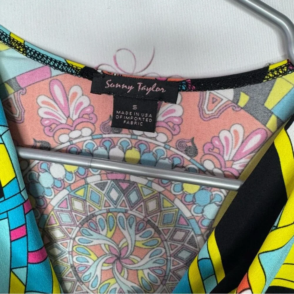 Sunny Taylor dress psychedelic bright groovy paisley circles boho print - Picture 5 of 8